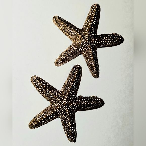 NEW Zara Gold Starfish Earrings Beach Resortwear Metallic Vacation Maximalism - Picture 2 of 6